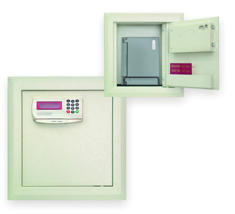 Wall Safe W – a secure, discreet in-wall safe with a reinforced steel door, advanced electronic lock, and adjustable shelving for optimal storage and protection.